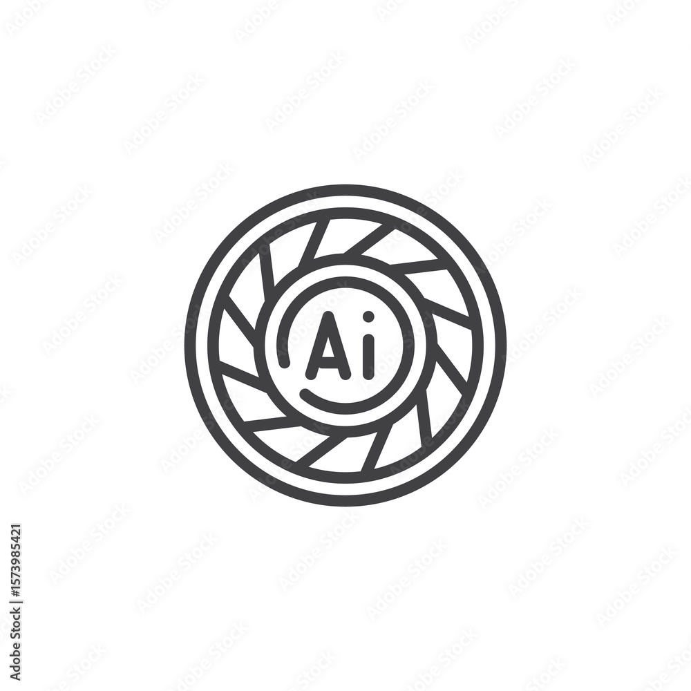 Poster camera shutter ai line icon