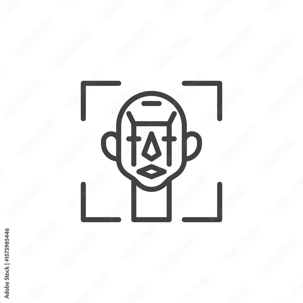 Poster face recognition scan line icon