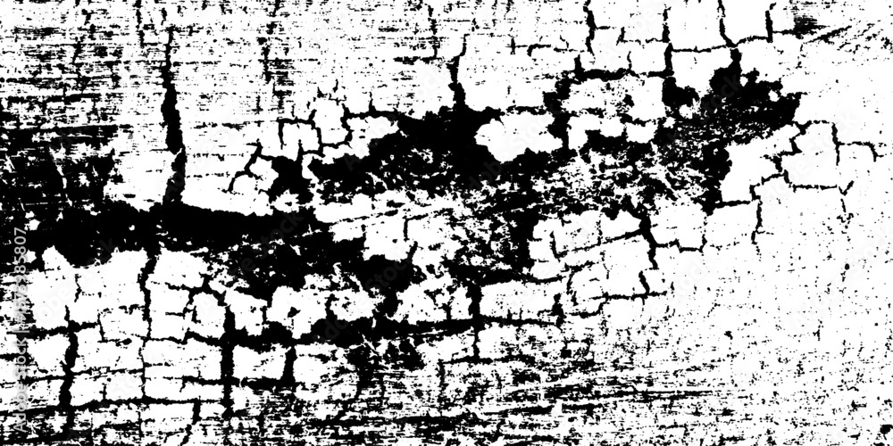 Poster inked woodblock crackle pattern with random fissures for creative design and texture overlay