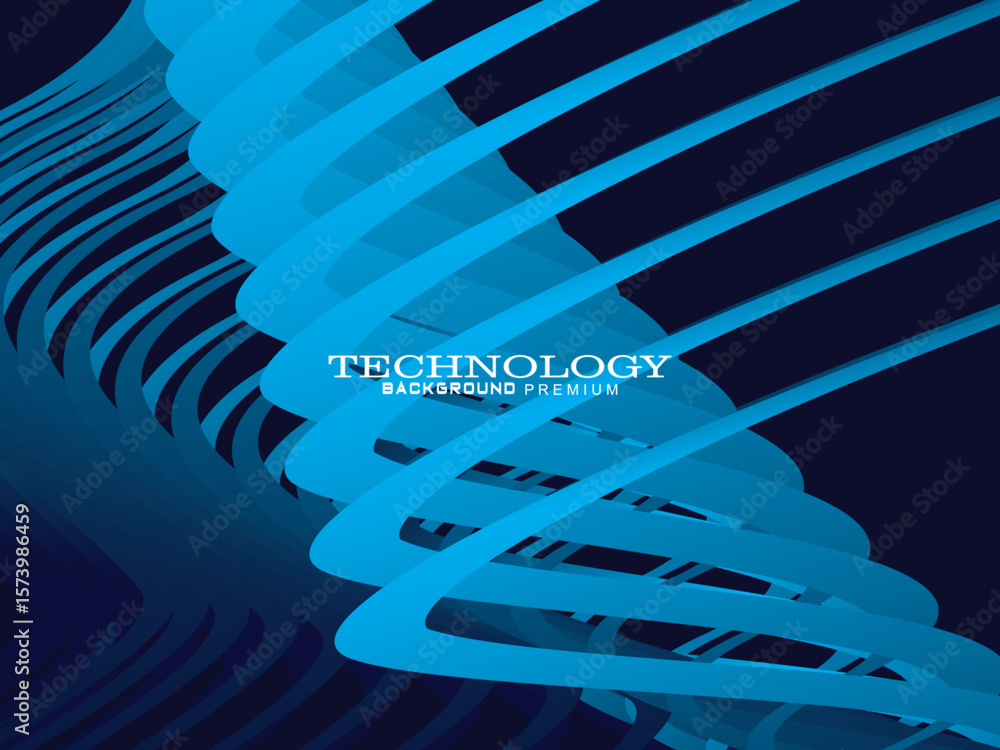 Fototapete futuristic abstract technology shining gradient blue light lines on modern line pattern blue backgro