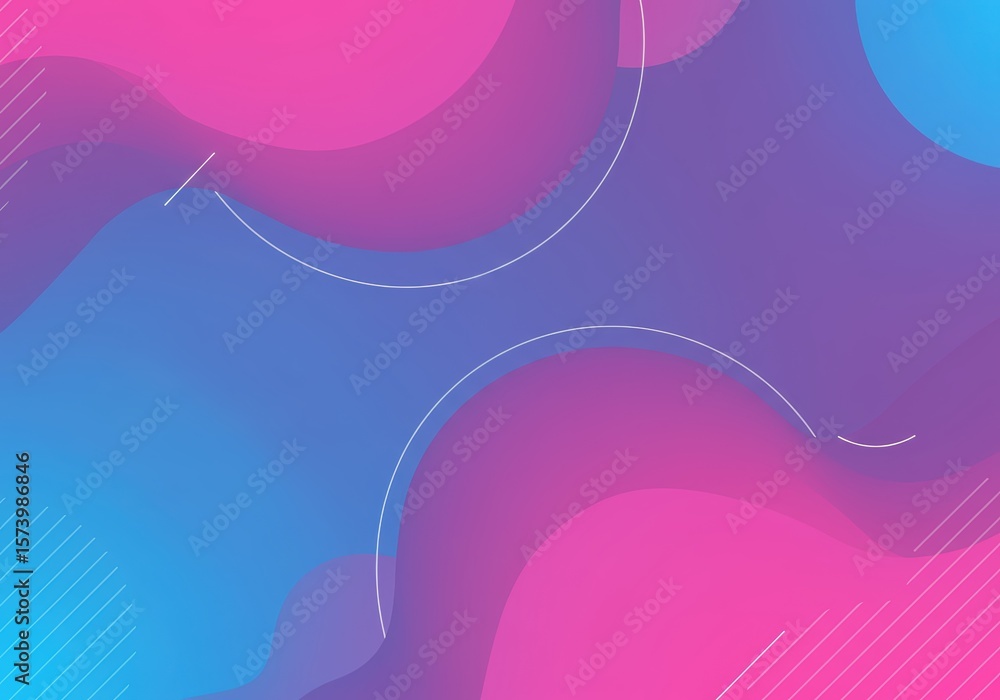 Fototapete fluid gradient abstract background with geometric shapes. modern pink and blue smooth wavy backdrop 