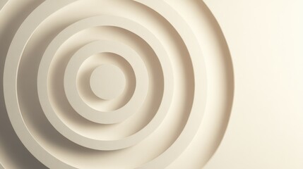 Obraz premium Minimal abstract 3D concentric circle design in cream beige tones with soft shadows perfect for insurance branding backgrounds, presentations and financial UI concepts
