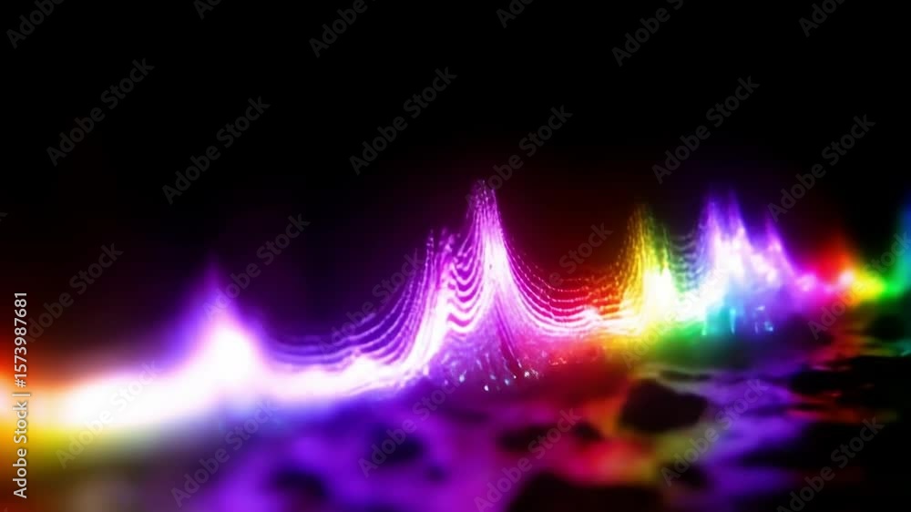 Poster a colorful waveform in the dark with a black background