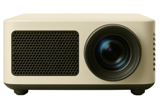 Modern digital video projector on a transparent background