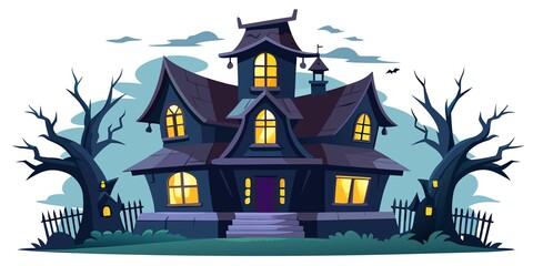 halloween house with pumpkin