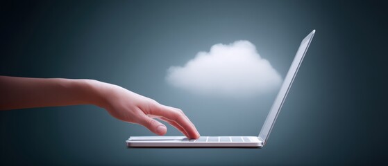 Innovative technology action cloud computing interaction digital workspace visual representation modern environment close-up perspective