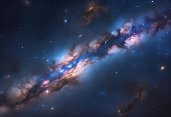 Abstract Blue Galaxy Background with Stars and Nebula for Space Themed Banner and Cosmic Design Concepts