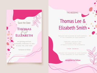 Memphis Style Wedding Invitation Card Template