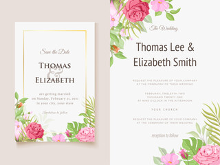 beautiful floral wedding invitation card template