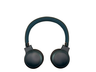 Dark green big headphones on a plain bright white background for banners, for advertising. copy space. High quality photo