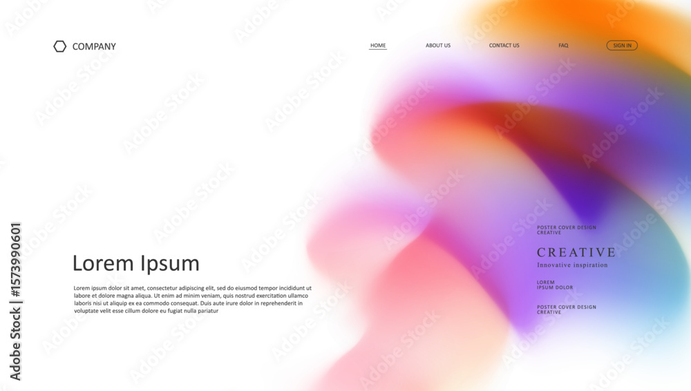 Poster abstract wave of landing page. fluid gradient website design