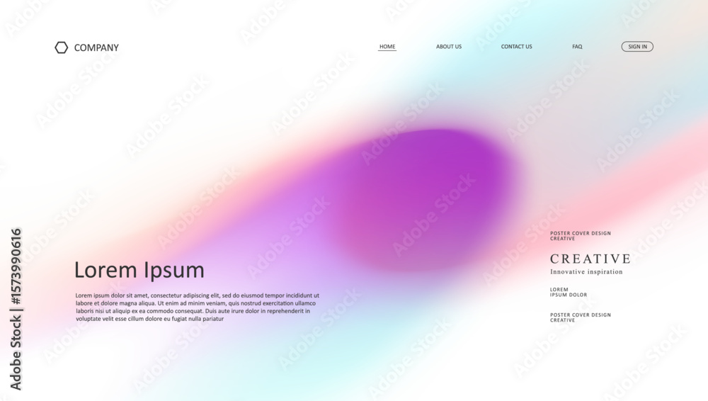 Poster abstract wave of landing page. fluid gradient website design
