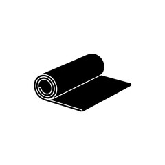 Vector icon of partially unfolded roll of wallpaper, linoleum, carpet, paper, absorbent cotton, blueprint, fabric, isolated on transparent background.