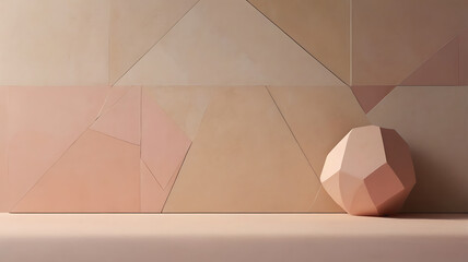 Minimalist pastel background in light beige and soft pink tones with subtle shadows and geometric shapes. High-resolution, clean layout with blank space for text or product placement. Ideal for social