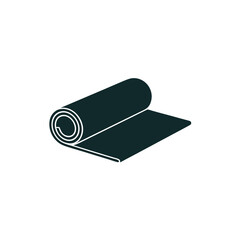 Vector icon of partially unfolded fitness yoga mat isolated on transparent background.
