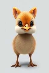 Fototapeta premium Whimsical Baby Chick with Large Eyes and Soft Feathers Illustration