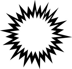 Stylized sunburst with rays from a central point, symbolizing light, life, power, and radiant energy.