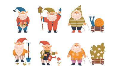 Cheerful Gnomes Happily Engaging in a Variety of Different Seasonal Activities and Crafts