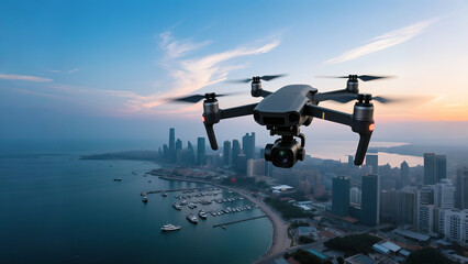 Drones fly in the city, low-altitude flight economy