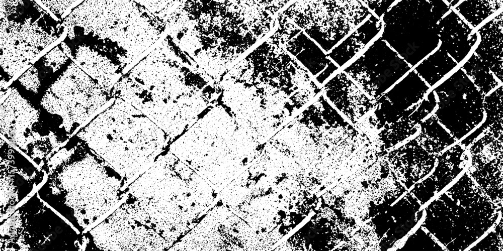 Aufkleber grungy silhouette of a rusted chain link fence with uneven texture overlay