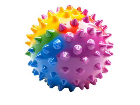 Colorful spiky massage ball isolated on transparent background