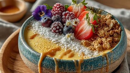 Healthy Plant-Based Smoothie Bowl with Toppings