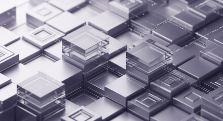Minimal Abstract Technology Background with Geometric Blocks for Business and Innovation Themes