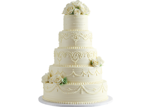 Elegant FiveTiered Wedding Cake A Symbol of Commitment and Celebration isolated on transparent background