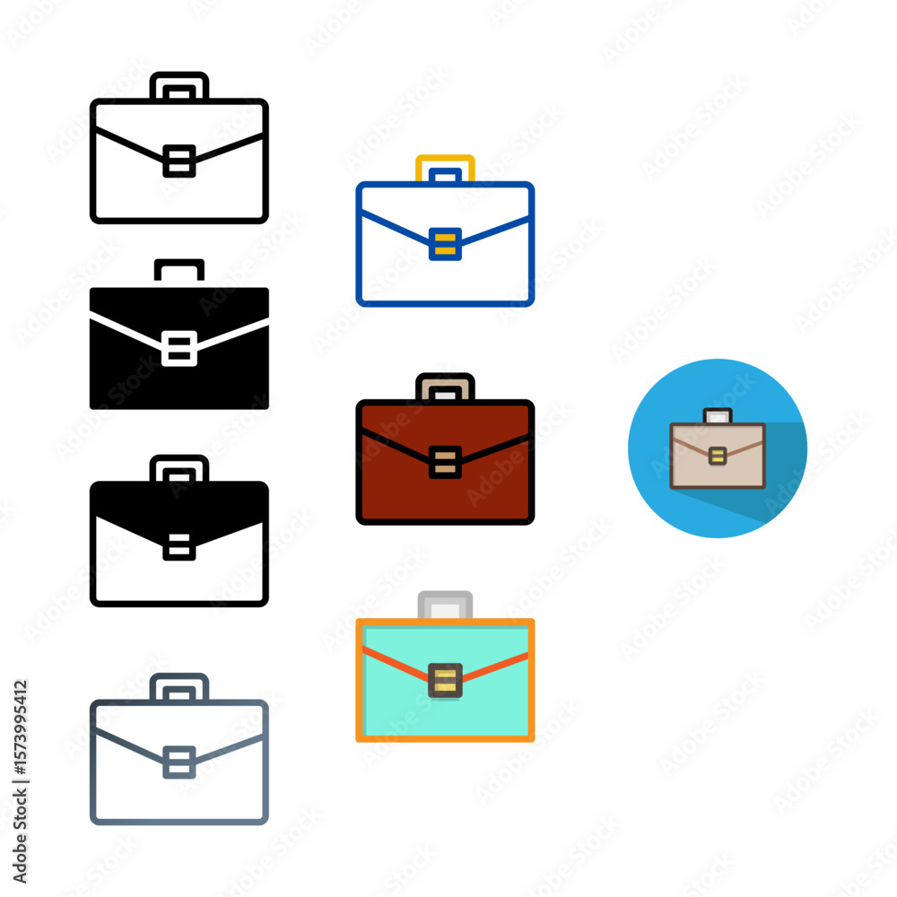 Poster set briefcase icon. suitable for use in software and device icon design. vector illustration.