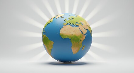 Earth globe with radiant light