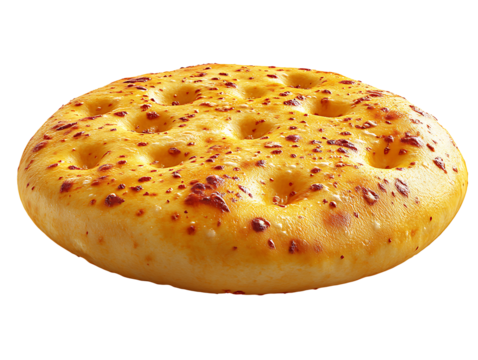 Golden cheese focaccia bread isolated on transparent background - Powered by Adobe