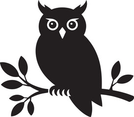 Fototapeta premium owl Halloween black silhouette vector, spooky simple silhouette design icon on white background, Halloween clipart illustration