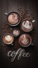 Artistic arrangement of multiple coffee cups