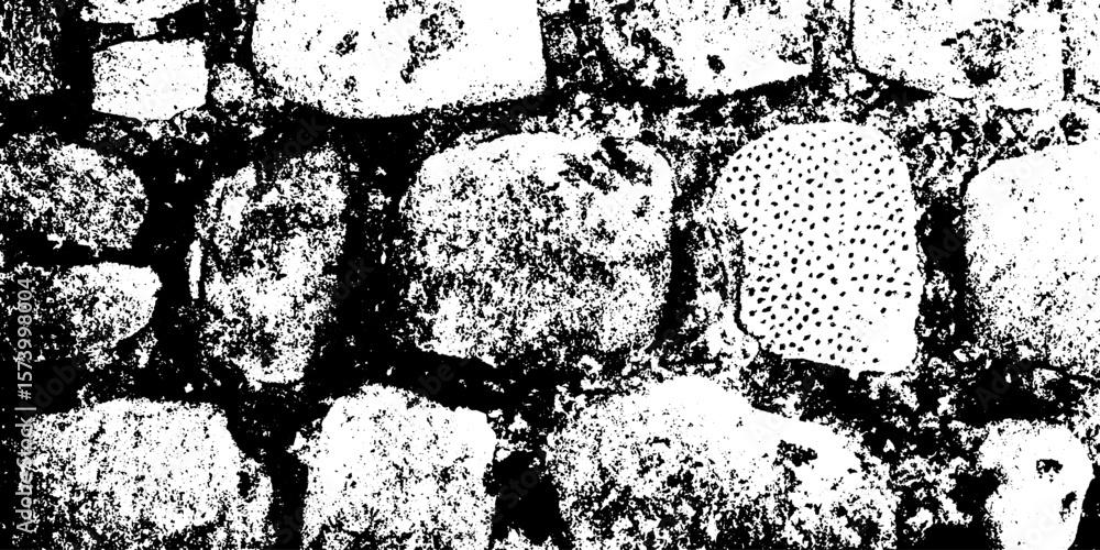 Poster grunge cobblestone alley pattern with uneven stones for design overlay