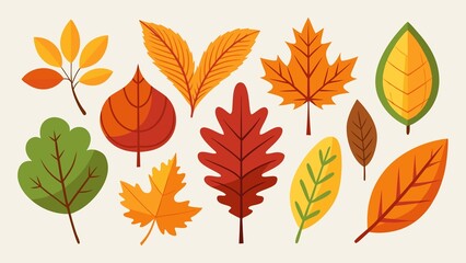 Obraz premium autumn leaves collection various-autumn-leaves-in-flat-vect