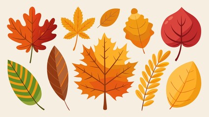 set of autumn leaves