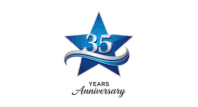 35th Anniversary Logo, Blue Star with Silver Accents