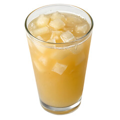 A refreshing single glass of cold-pressed raw sugarcane juice, a popular sweet beverage, isolated on a transparent background png