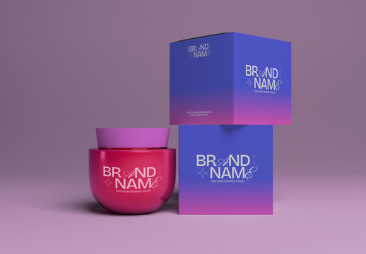 Skincare Jar with Box Mockup