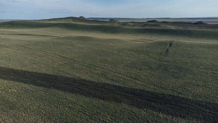 Hilly steppe terrain Dolgye Mountains, Orenburg Region