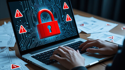 Data Security Concept Icons Representing Cybersecurity, Digital Protection, and Information Privacy