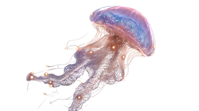 Bioluminescent Jellyfish, isolated on transparent background