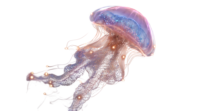 Bioluminescent Jellyfish, isolated on transparent background - Powered by Adobe