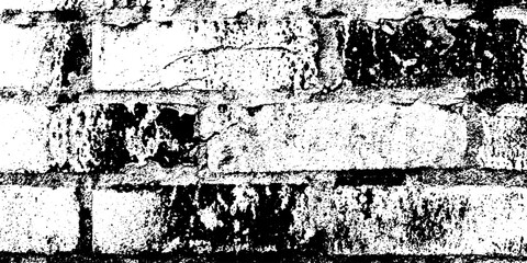 Weather beaten brick wall texture with chipped mortar for grunge design and overlay effects