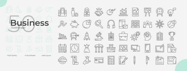 Business Line Editable Icons set. Vector illustration in modern thin line style of business icons: finance, profit, goal, etc