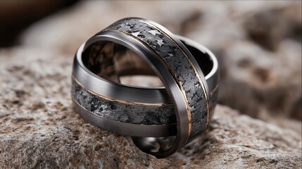 Minimalist men's wedding band with a discreet American flag etching, brushed titanium, modern groom jewelry
