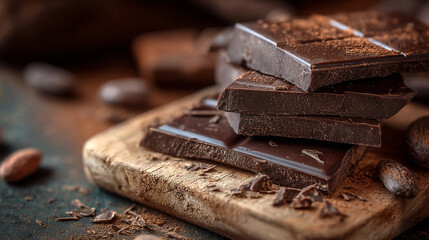 Dark Chocolate: Gourmet Cocoa Blocks, Cacao Beans, and Rich Textures – Indulgent Dessert