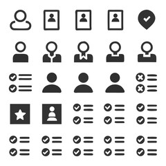 Set of simple vector icons depicting user profiles and interface elements