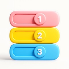 Colorful numbered steps isolated on white background represent a process