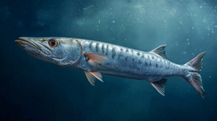 Graceful barracuda in deep water